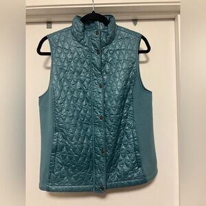 Talbots diamond quilted vest - zip and button up - size M - teal